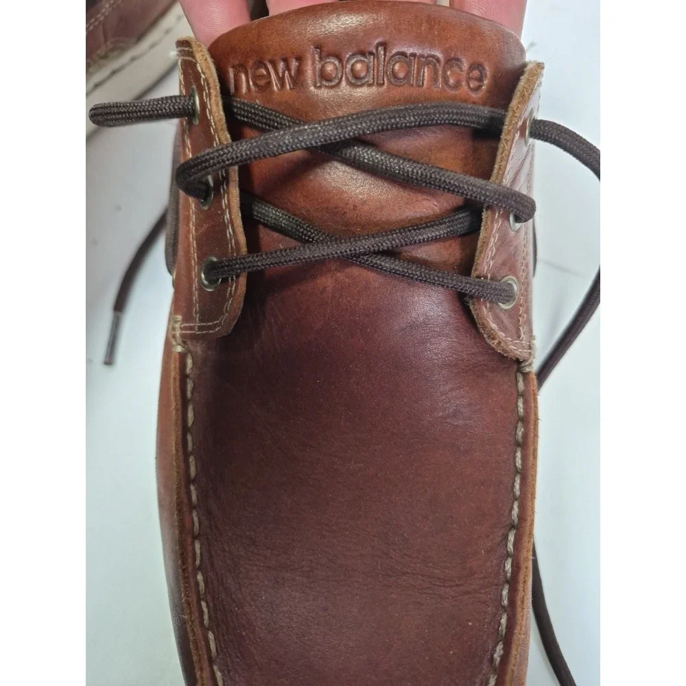 New Balance Boat Shoes Mens 11 Brown Leather Lace Walking Deck Loafers MD1200SB